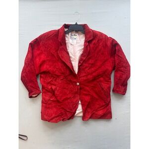 Pioneer Wear Vintage Red Genuine Leather Blazer Jacket Womens Size 8 USA Made